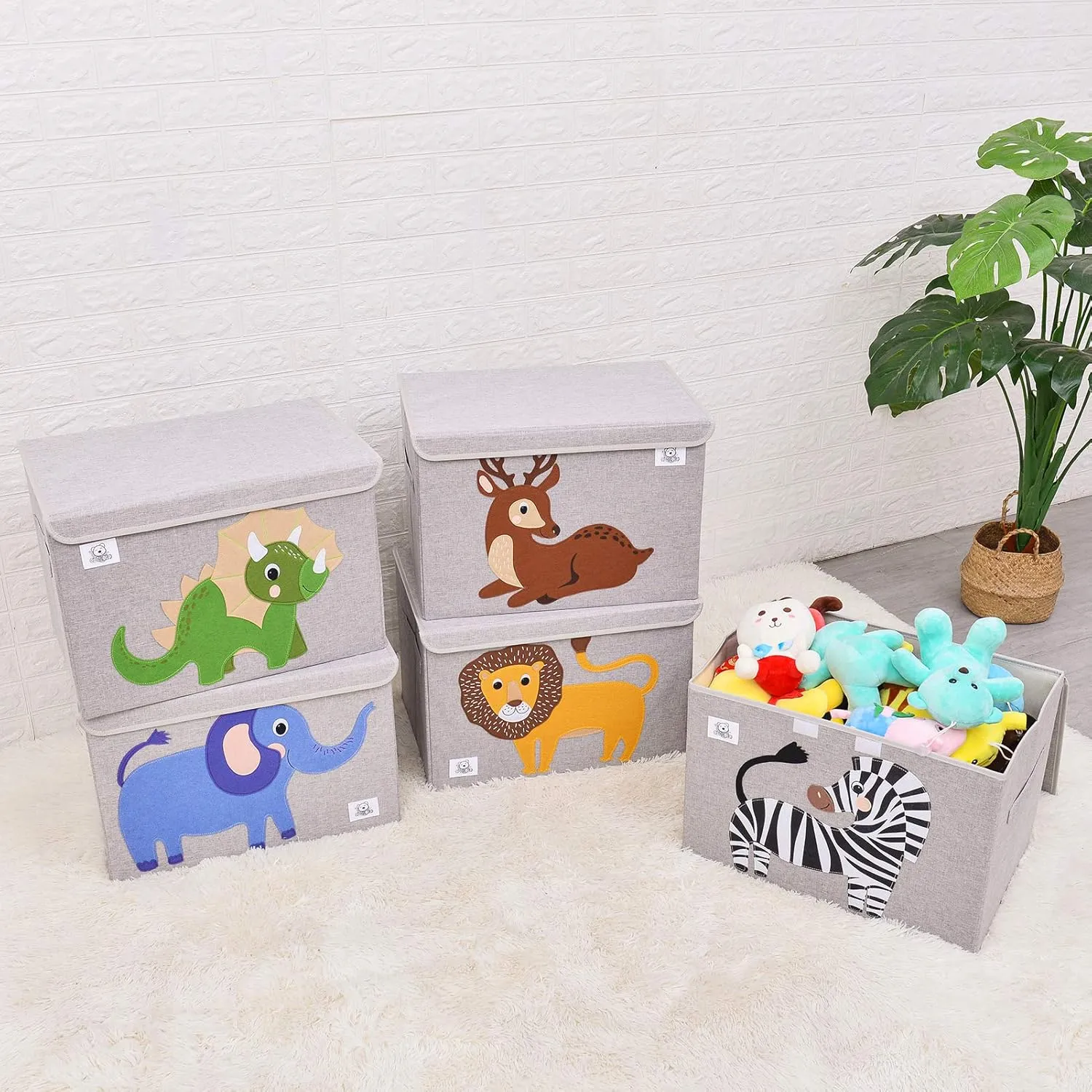 CLCROBD Foldable Large Kids Toy Chest with Flip-Top Lid, Collapsible Fabric Animal Toy Storage Organizer/Bin/Box/Basket/Trunk for Toddler, Children and Baby Nursery (Zebra)