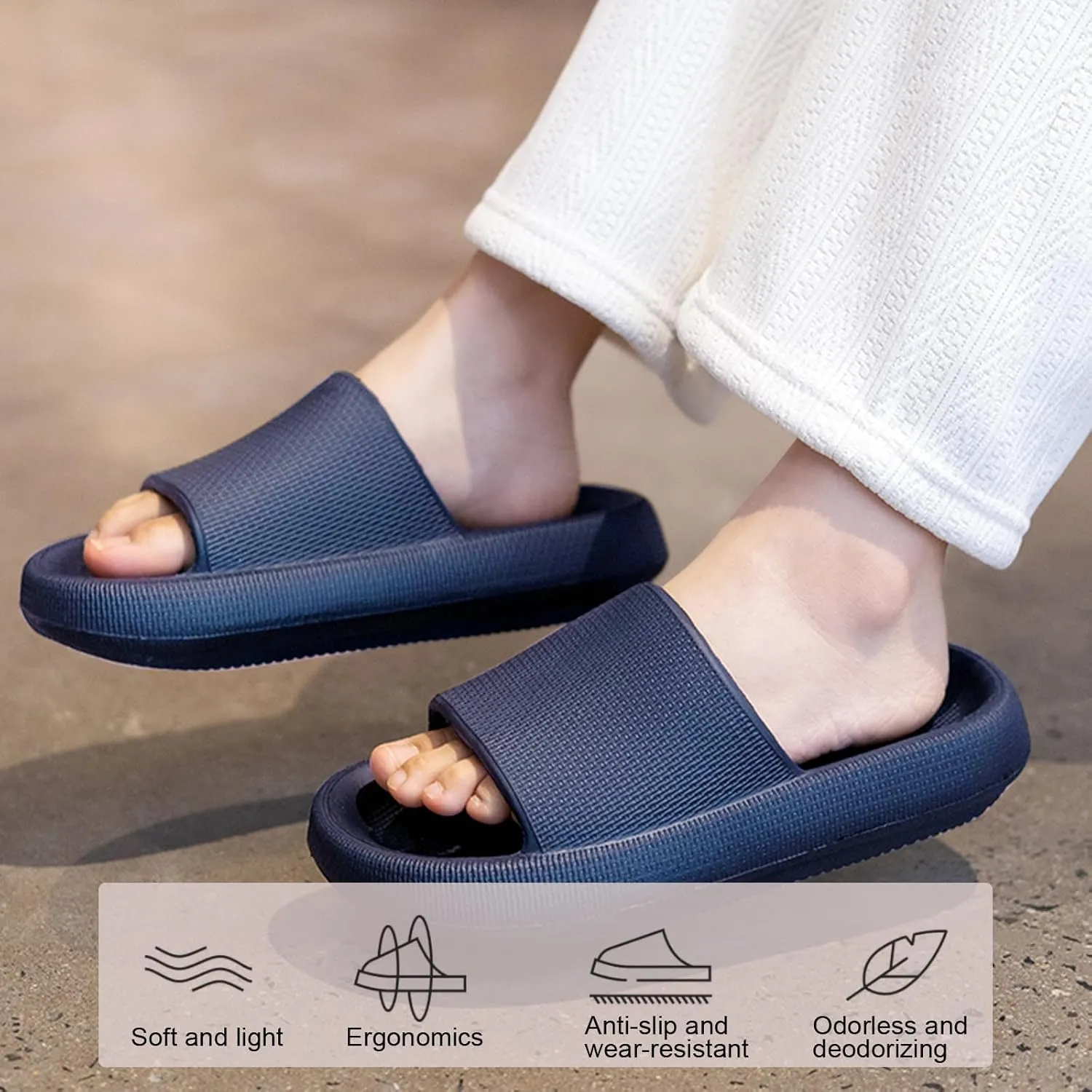 Cloud Slippers For Women Shower Shoes Pillow Slides Indoor House Outdoor Flip Flops For Men Bathroom Non-Slip Home Bubble Foam Beach Platform Slippers