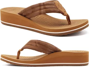 COFACE Women’s Flip Flops with Arch Support Ladies Fashion Lightweight Wedge Flip Flops Comfortable Yoga Mat Sole Summer Platform Thong Sandals