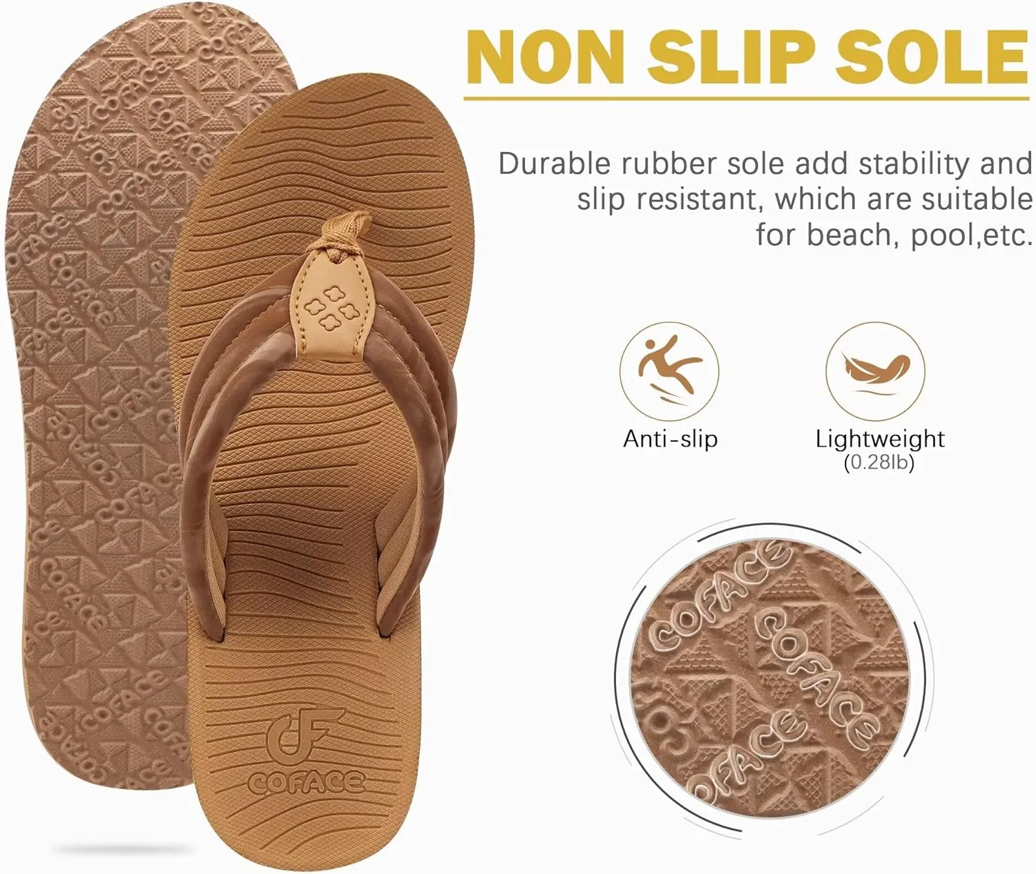 COFACE Women’s Flip Flops with Arch Support Ladies Fashion Lightweight Wedge Flip Flops Comfortable Yoga Mat Sole Summer Platform Thong Sandals