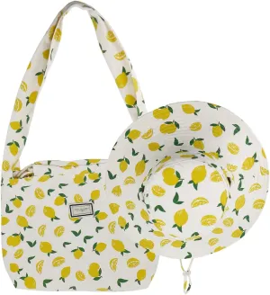Coolwife Beach Tote Bag and Sun Hat Set, Wide Brim Foldable Bucket Hat, Boho Summer Travel Design
