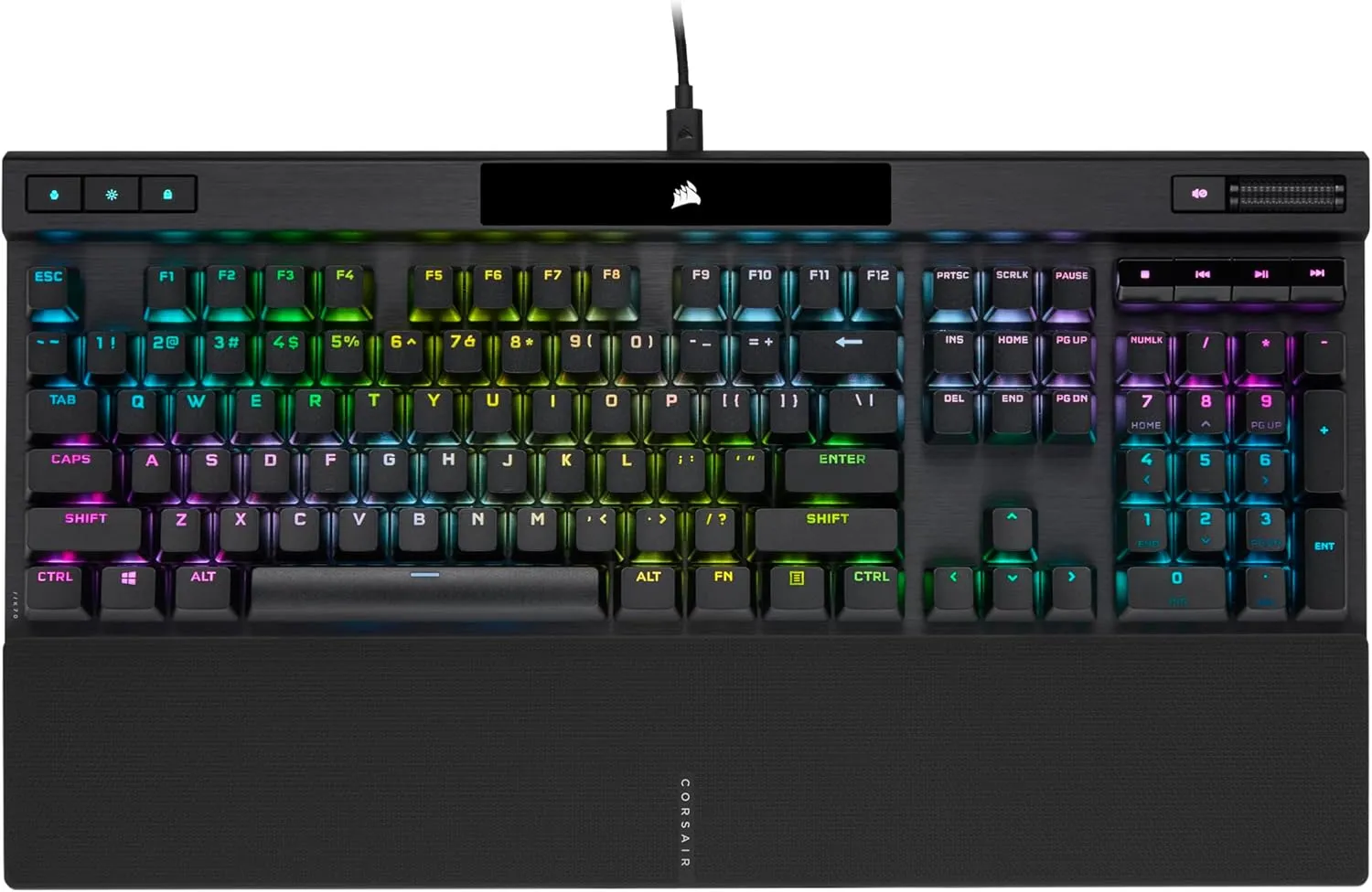 Corsair K70 RGB PRO Wired Mechanical Gaming Keyboard (Cherry MX RGB Red Switches: Linear and Fast, 8,000Hz Hyper-Polling, PBT Double-Shot PRO Keycaps, Soft-Touch Palm Rest) QWERTY, NA - Black