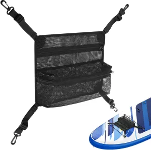 Cosmos Paddleboard Deck Bag Paddle Board Surf Deck Bag 4-Hook SUP Board Storage Mesh Bag 2- Layer Mesh Zipper Carry Bag with Top Pocket for Kayak Surfboard Stand UP Paddleboard Deck Accessories