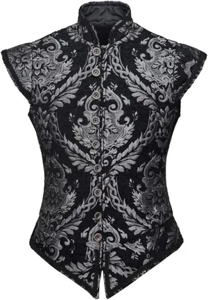 CosplayDiy Mens Tudor Vest Victorian Suit Vest Tudor Jerkin Gothic Steampunk Waistcoat