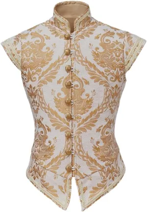 CosplayDiy Mens Tudor Vest Victorian Suit Vest Tudor Jerkin Gothic Steampunk Waistcoat