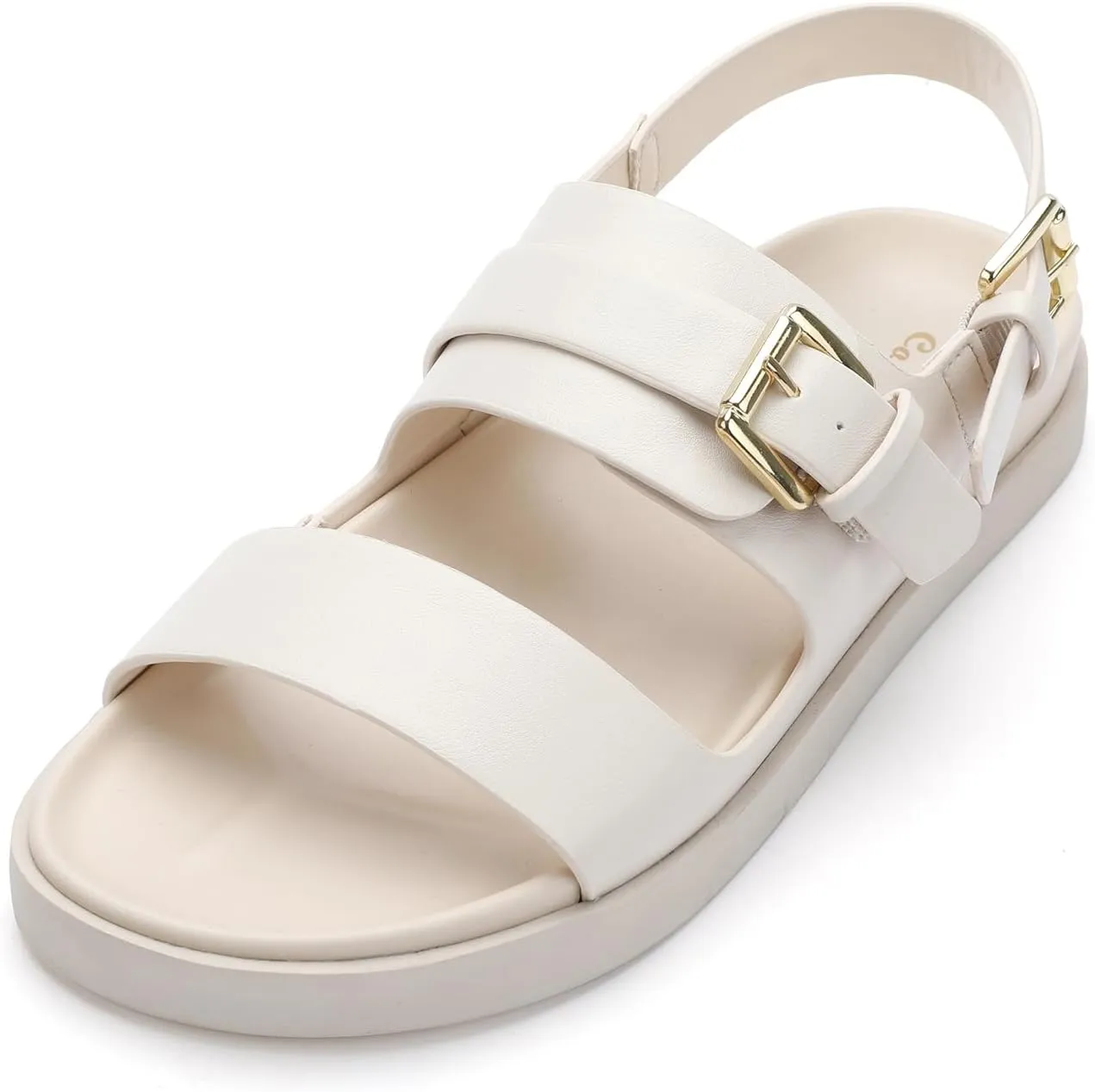 CosyFever Women's Flat Footbed Sandals Slip On Adjustable Back Strap Comfortable Walking Shoes for Summer Work Casual Outfits