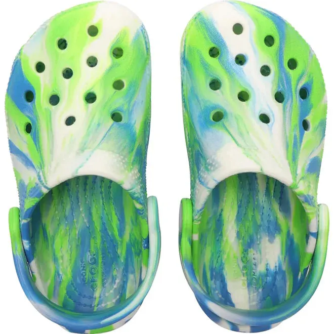 .Crocs Kids/Youth Original Classic Clogs Glow Marbled Prep Blue Multi - (210718-4TL) - F