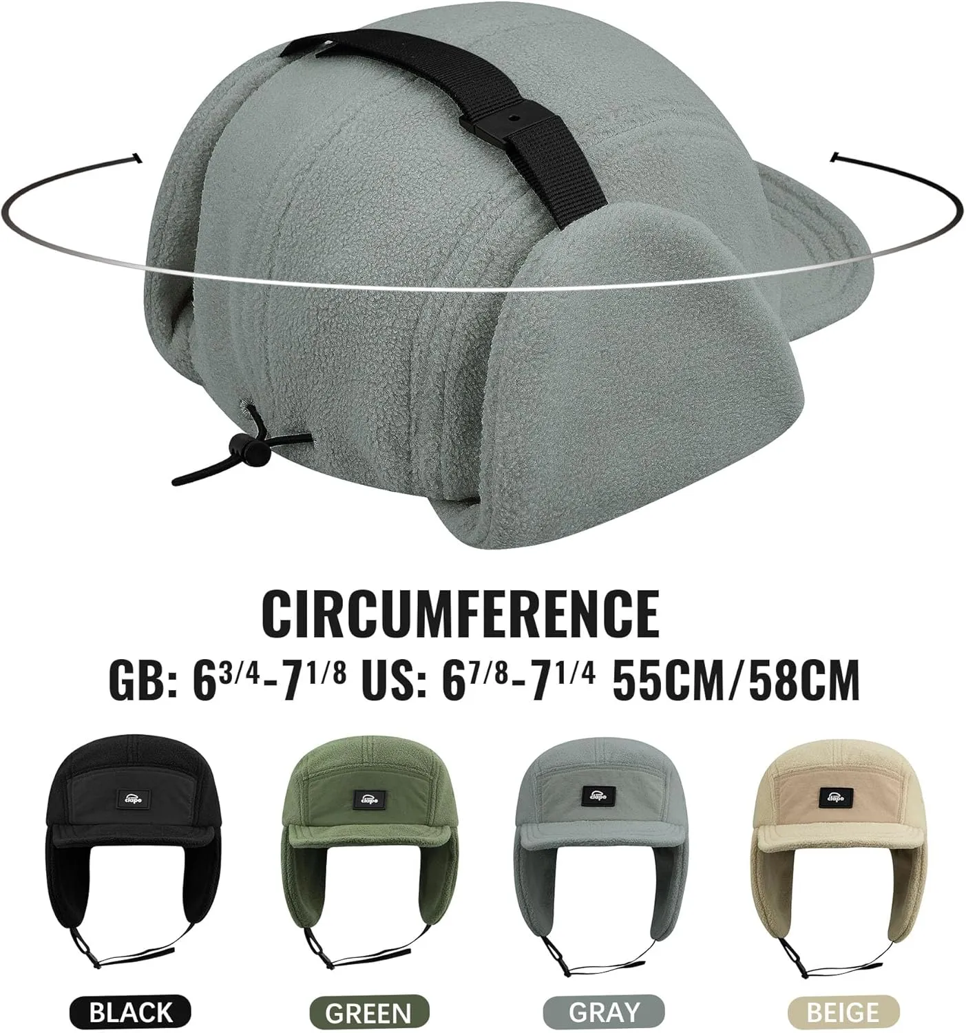 Croogo Earflaps Baseball Cap Winter Trapper Hats for Men Warm Trooper Visor Hat 5 Panel Flat Bill Caps Snow Eskimo Hat