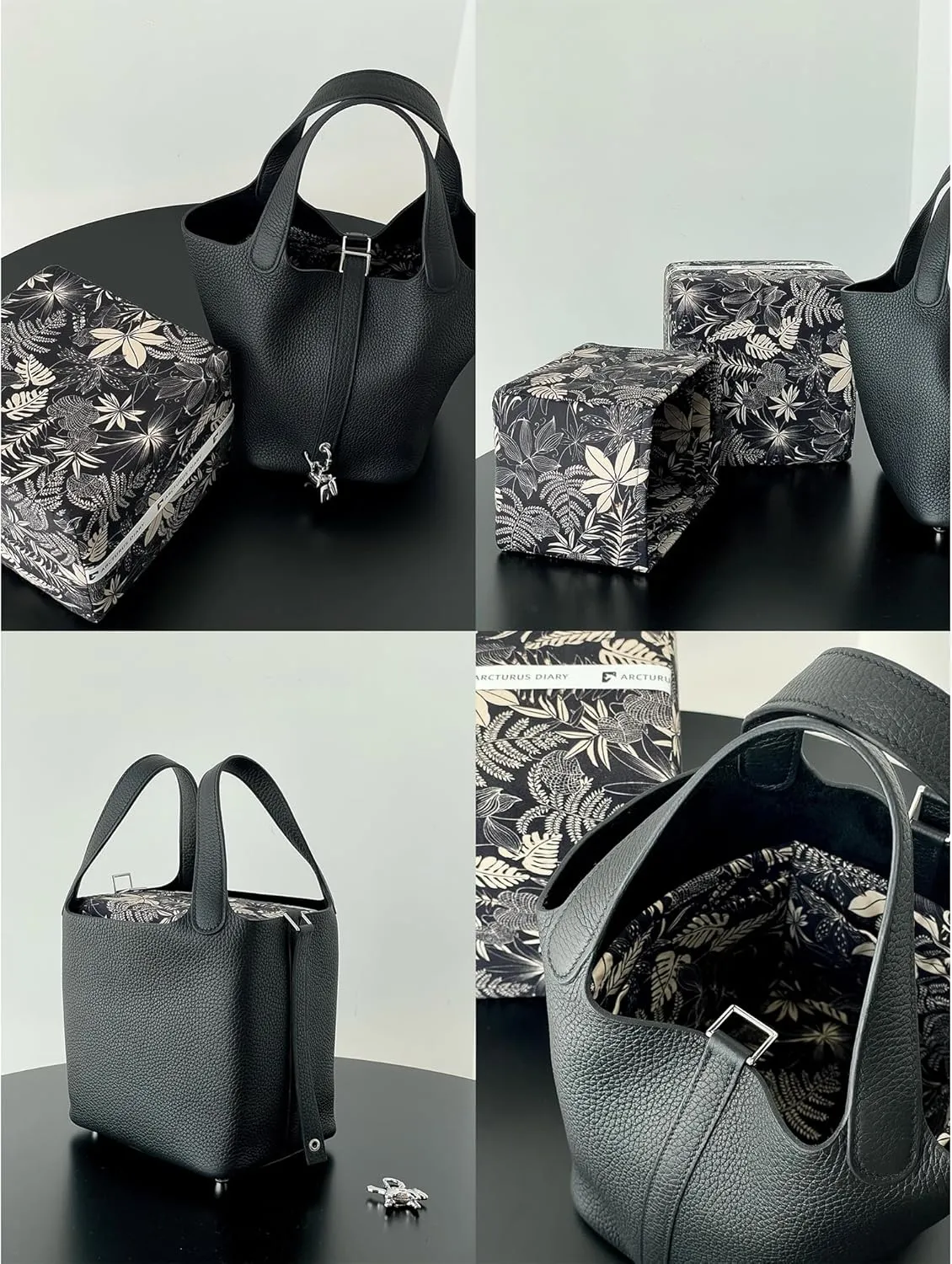 Custom Fit for Luxury Handbags Foldable Organizer Insert with Elegant Pattern, Perfectly Sized for Hermès Picotin 14/18/22/26 bags(PC22, Dark Fragrance)