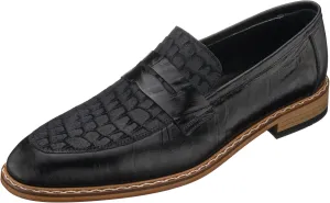 DALGALA Men's Black Crocodile Print Leather Handcrafted Loafer Shoes Men's Formal Dress Shoes Derby Shoes