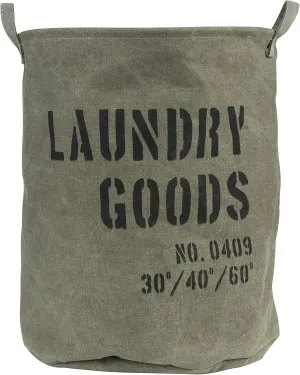 Danya B. LY952 Decorative Collapsible Portable Fabric Laundry Basket - Foldable Canvas Clothes Hamper with Handles - Khaki Green