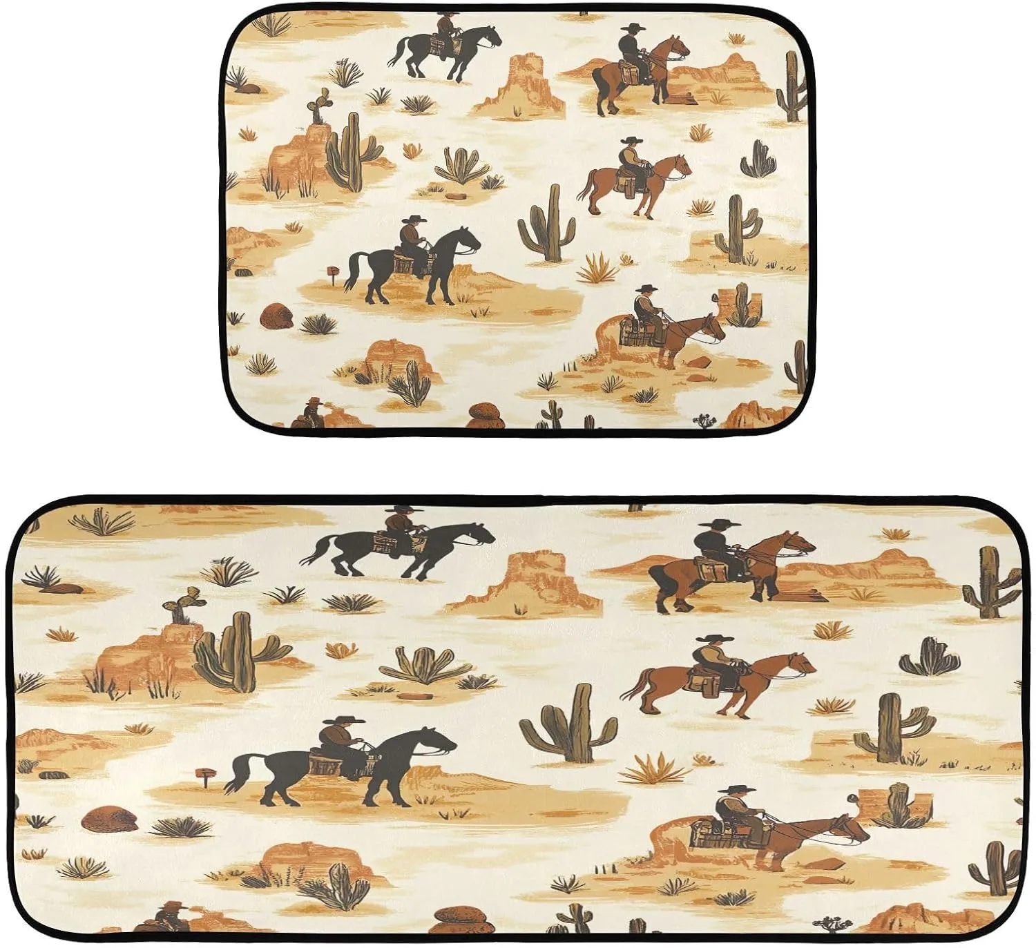 Desert Horseback Riding Kitchen Mats 2 PCS,Non Slip Kitchen Rugs Anti-Fatigue Comfort Standing Mat for Kitchen Floor,Home, Office, Sink, Laundry