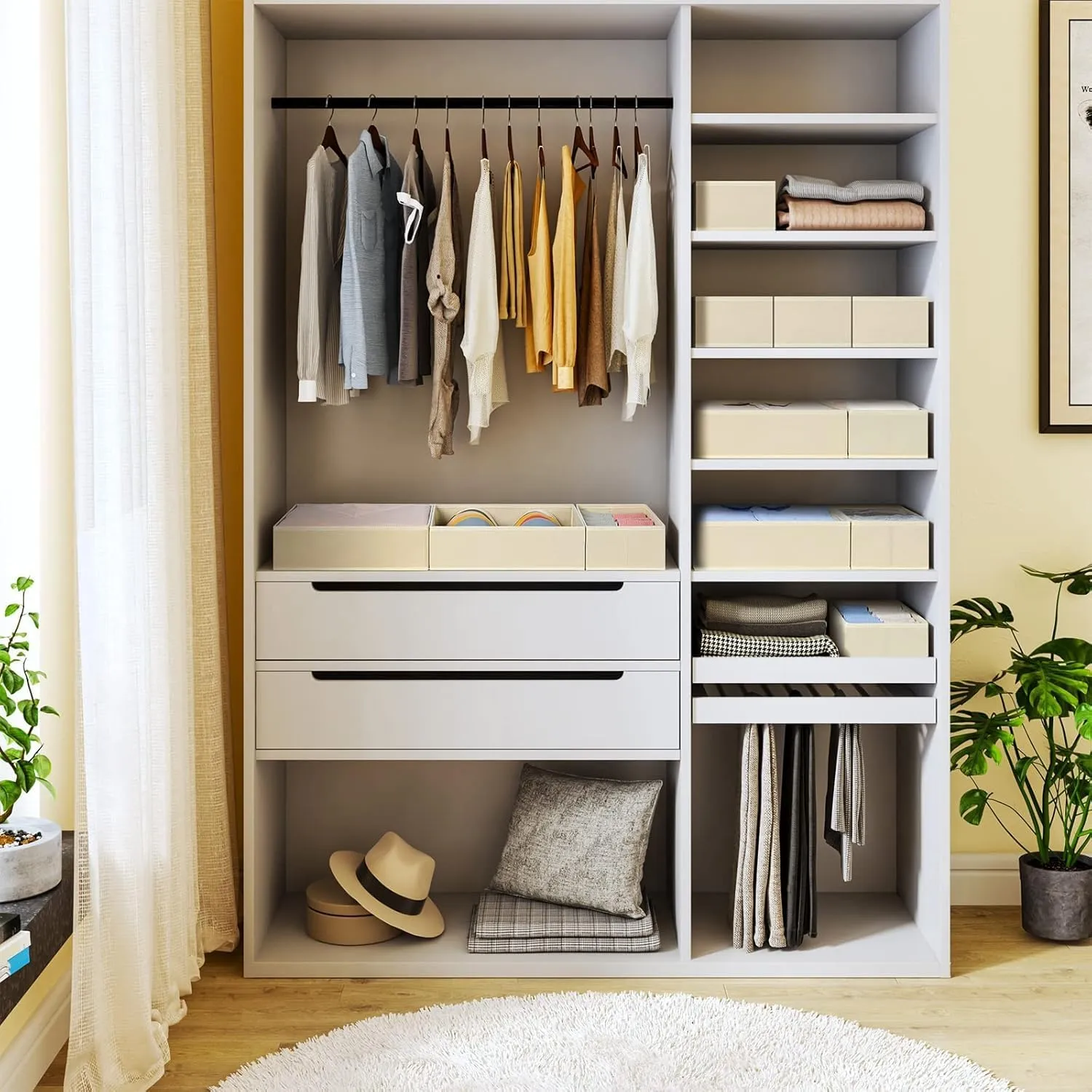 DIMJ Drawer Organizer Clothes, 18 Pack Dresser Organizer, Foldable Closet Organizers and Storage, Fabric Dresser Drawer Organizers, Drawer Dividers for Nursery, Baby Clothes, Underwears, Sock (Beige)