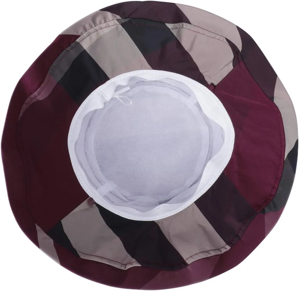 DOCILA Stylish Bucket Hats for Women Foldable Outdoor Plaid Fisherman Sun/Rain Cap with Chin Strap