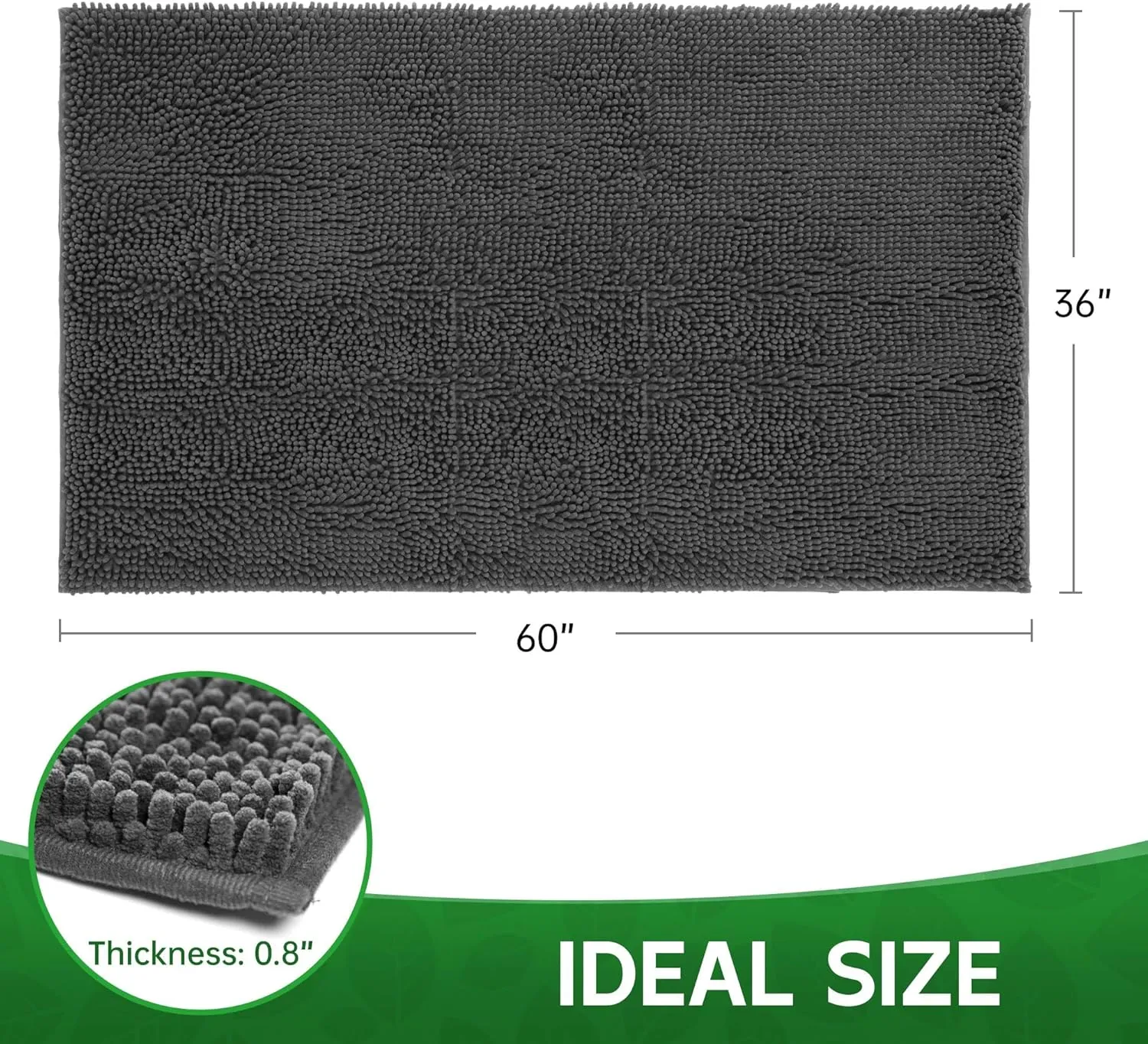 Dog Door Mat Indoor Entrance, 60" x 36" Absorbent & Quick-Drying Mud Mat for Dogs, Non-Slip Door Rugs for Entryway Indoor Washable, Soft Chenille Dog Mat for Muddy Paws
