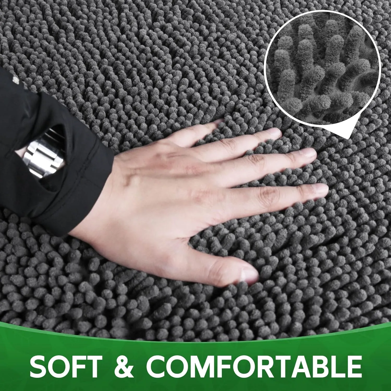 Dog Door Mat Indoor Entrance, 60" x 36" Absorbent & Quick-Drying Mud Mat for Dogs, Non-Slip Door Rugs for Entryway Indoor Washable, Soft Chenille Dog Mat for Muddy Paws