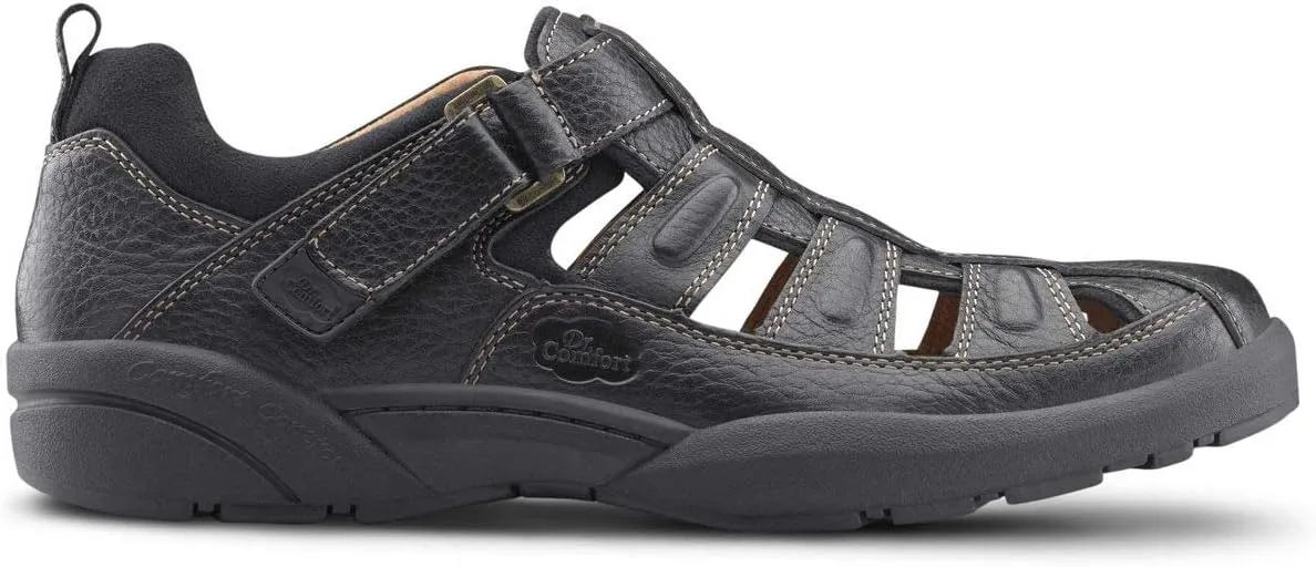 Dr. Comfort Fisherman Men's Therapeutic Diabetic Extra Depth Sandal: Black 12.0 Wide (E/2E)