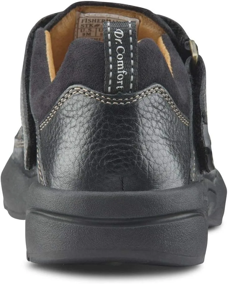 Dr. Comfort Fisherman Men's Therapeutic Diabetic Extra Depth Sandal: Black 12.0 Wide (E/2E)