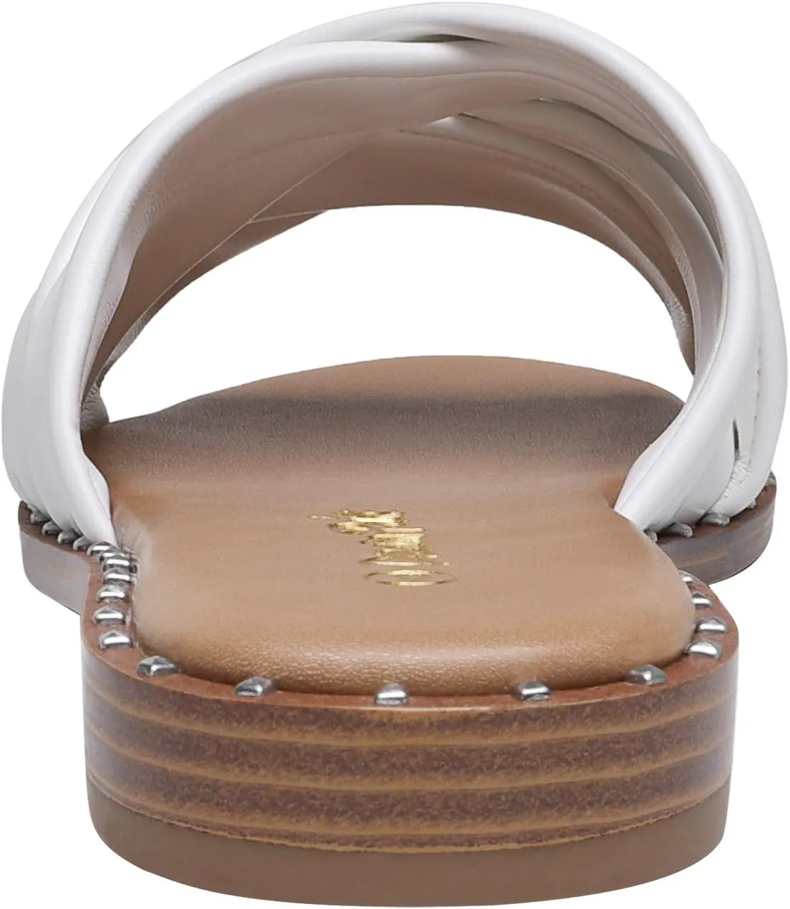 DREAM PAIRS Women' s Cute Slip On Studded Flat Slides Sandals