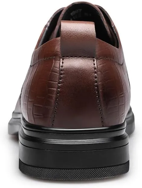 Dress Shoes for Men Lace Up Round Toe Crocodile Print Solid Color Derby Shoes Slip Resistant Anti-Slip Non Slip Classic