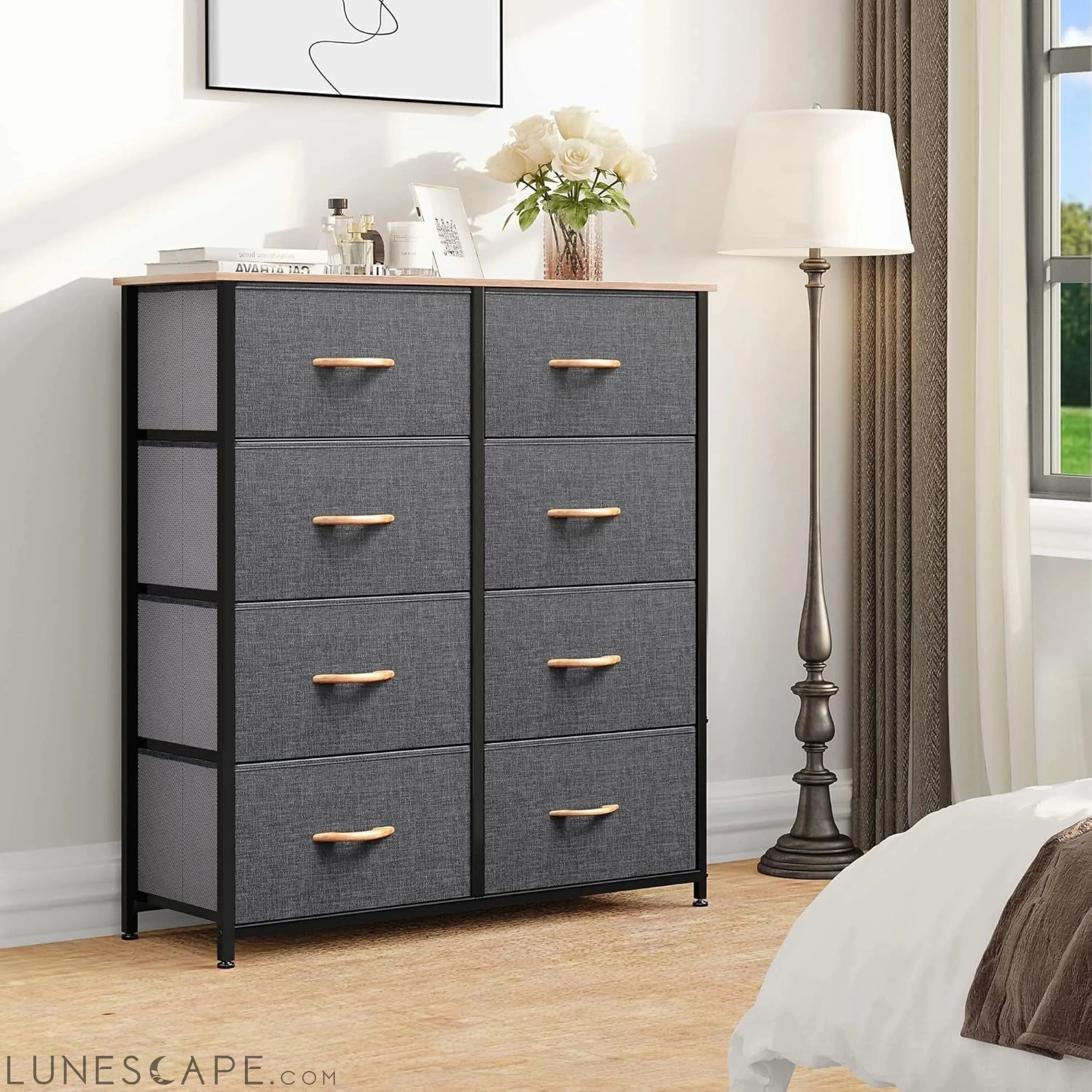 Dresser for Bedroom, Fabric Dresser with 8 Drawers, Tall Dresser,