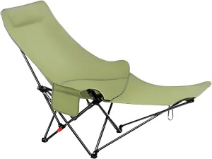 Ellniges]【Heavy Duty Moon Chair Wide Foldable Recliner with 4-Level Backrest, Detachable Footrest for Camping/Hiking, Carbon Steel & 600D Fabric (for Arabic Outdoor Lifestyle)