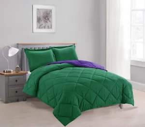 Empire Home 3-PC Reversible Down Alternative All Season Comforter Set with (Hunter/Plum, Queen Size)