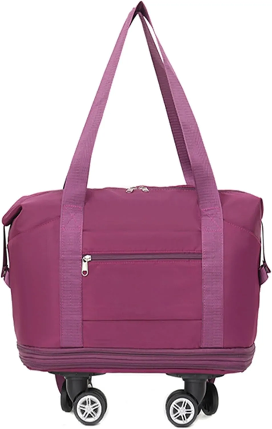 Expandable Rolling Duffel Bag with Wheels - Collapsible Travel Bag for Airline & Road Trips | Foldable Weekender Bag with 360° Spinner Wheels for Men & Women(Dark Purple)