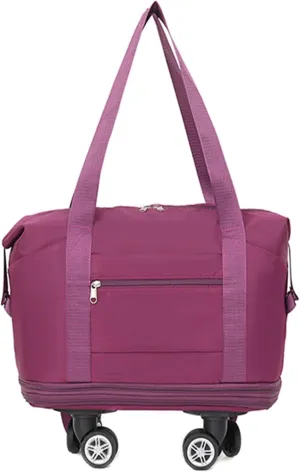 Expandable Rolling Duffel Bag with Wheels - Collapsible Travel Bag for Airline & Road Trips | Foldable Weekender Bag with 360° Spinner Wheels for Men & Women(Dark Purple)