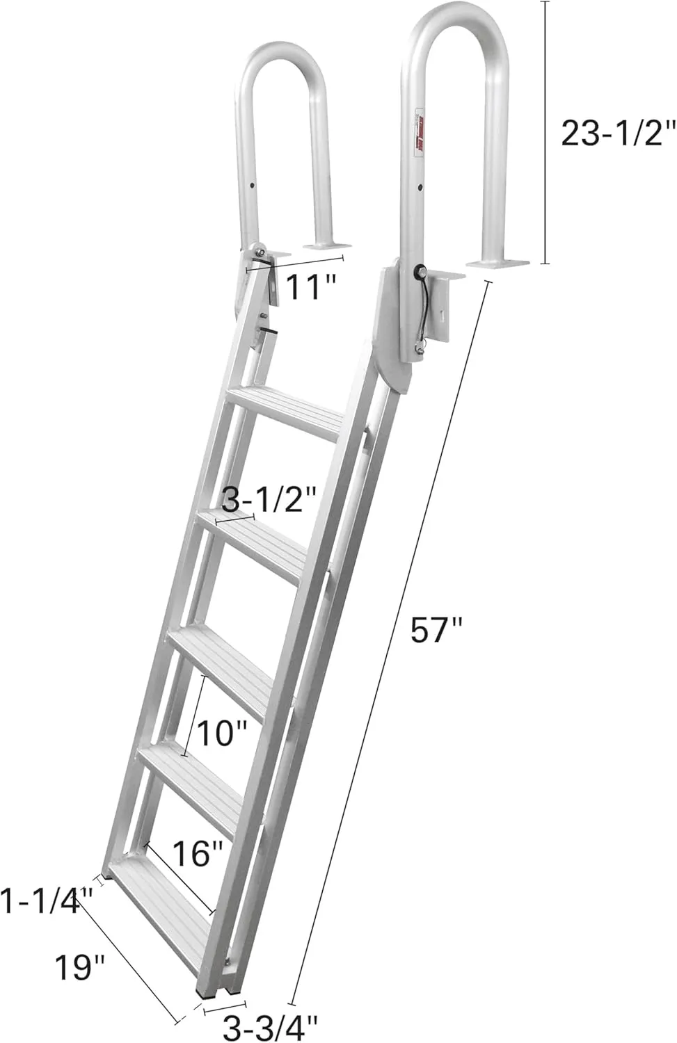 Extreme Max 3005.4239 Slanted Flip-Up Dock Ladder - 5-Step