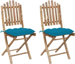 (Fast Shipments) Folding Camping Chair, Folding Recliner Chair Portable for Camping Outdoor Beach Folding Patio Chairs 2 pcs with Cushions Bamboo