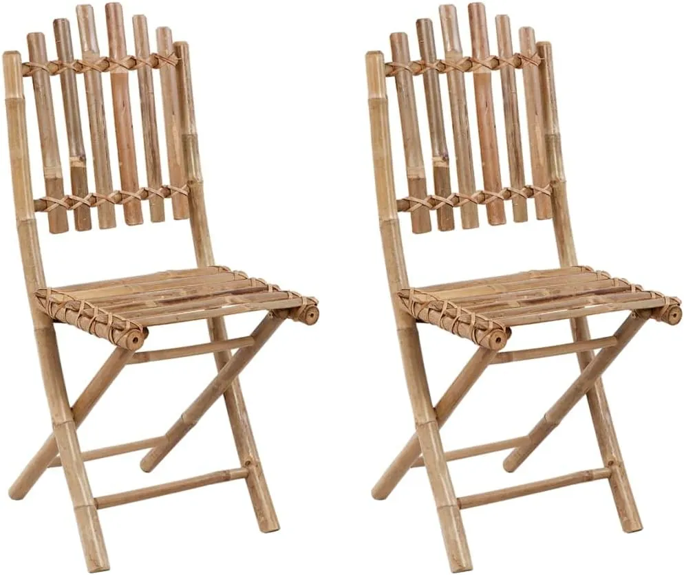 (Fast Shipments) Folding Camping Chair, Folding Recliner Chair Portable for Camping Outdoor Beach Folding Patio Chairs 2 pcs with Cushions Bamboo