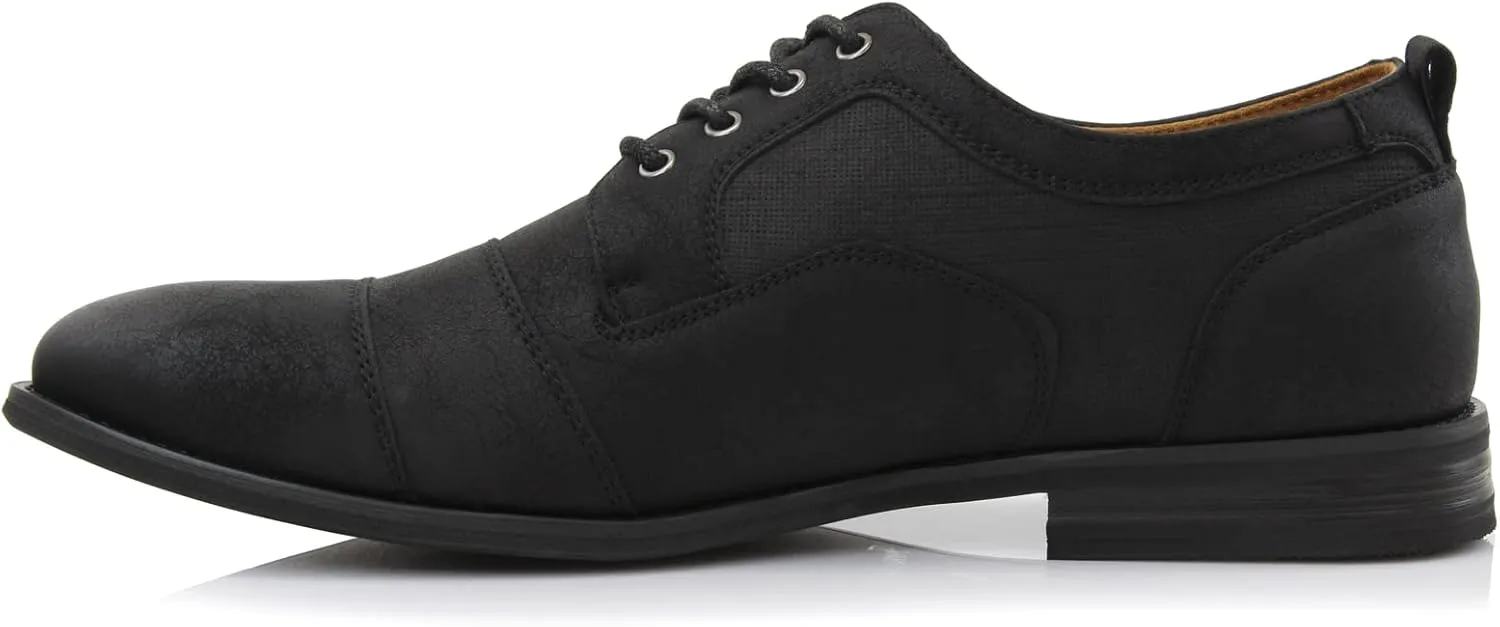 Ferro Aldo Mens Classic Cap-Toe Lace Up Derby Dress Shoes