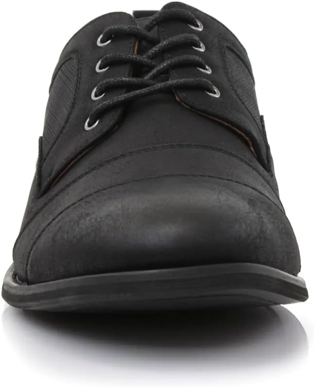 Ferro Aldo Mens Classic Cap-Toe Lace Up Derby Dress Shoes