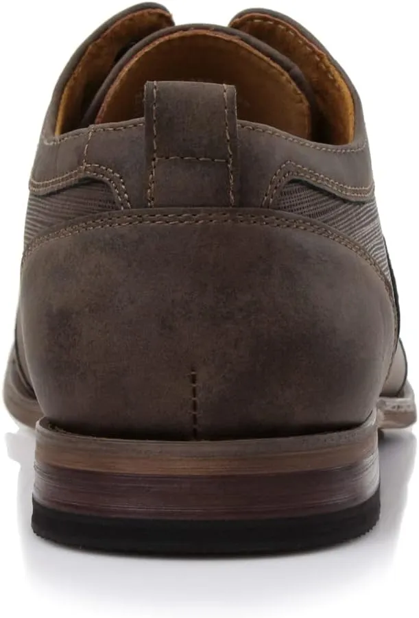 Ferro Aldo Mens Classic Cap-Toe Lace Up Derby Dress Shoes