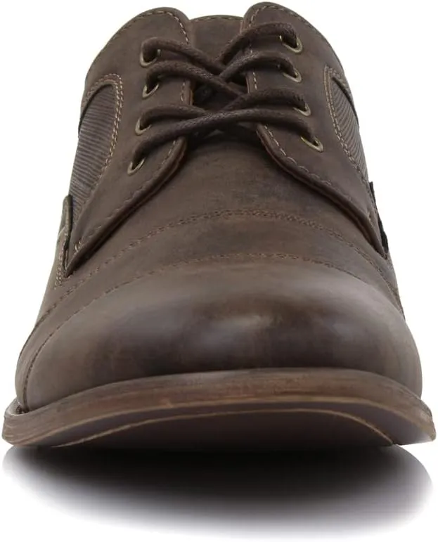 Ferro Aldo Mens Classic Cap-Toe Lace Up Derby Dress Shoes