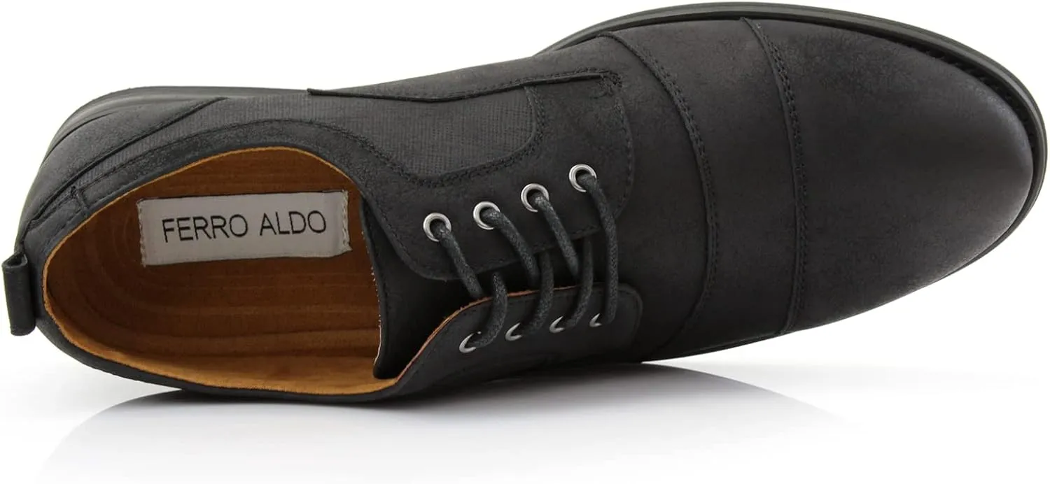Ferro Aldo Mens Classic Cap-Toe Lace Up Derby Dress Shoes