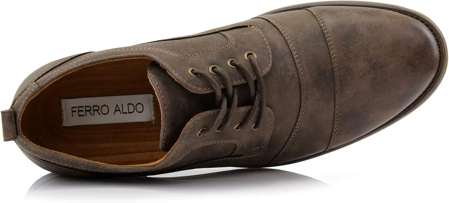 Ferro Aldo Mens Classic Cap-Toe Lace Up Derby Dress Shoes