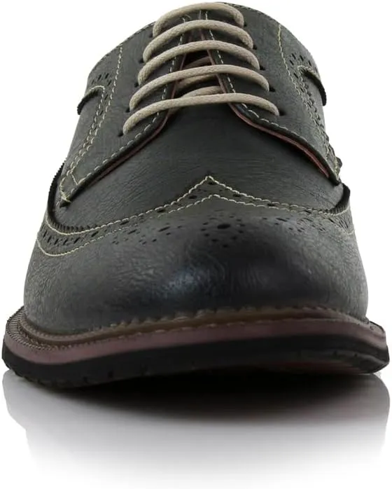 Ferro Aldo Phillip MFA19312 Mens Classic Brogue Wingtip Perforated Derby Dress Shoes