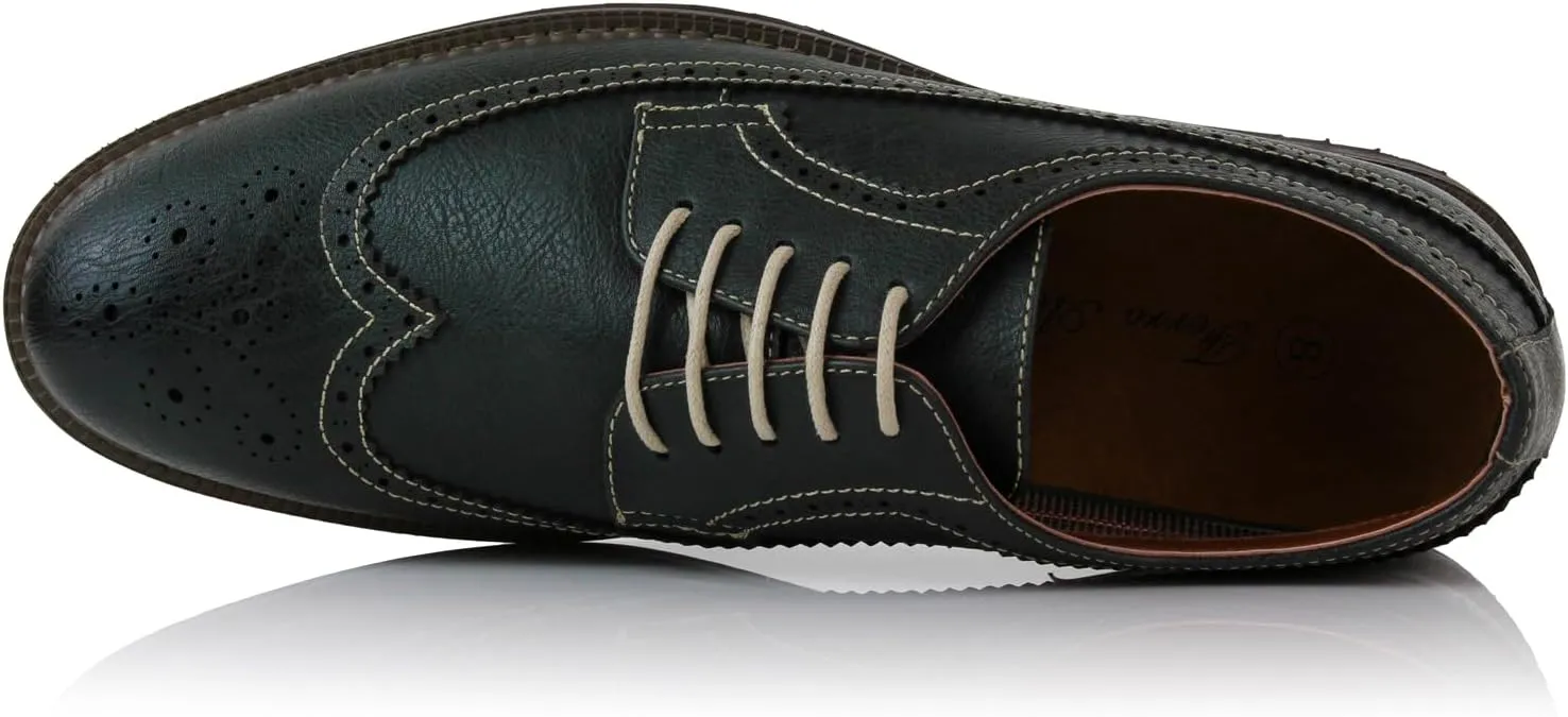 Ferro Aldo Phillip MFA19312 Mens Classic Brogue Wingtip Perforated Derby Dress Shoes