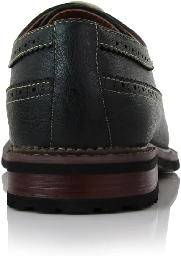 Ferro Aldo Phillip MFA19312 Mens Classic Brogue Wingtip Perforated Derby Dress Shoes