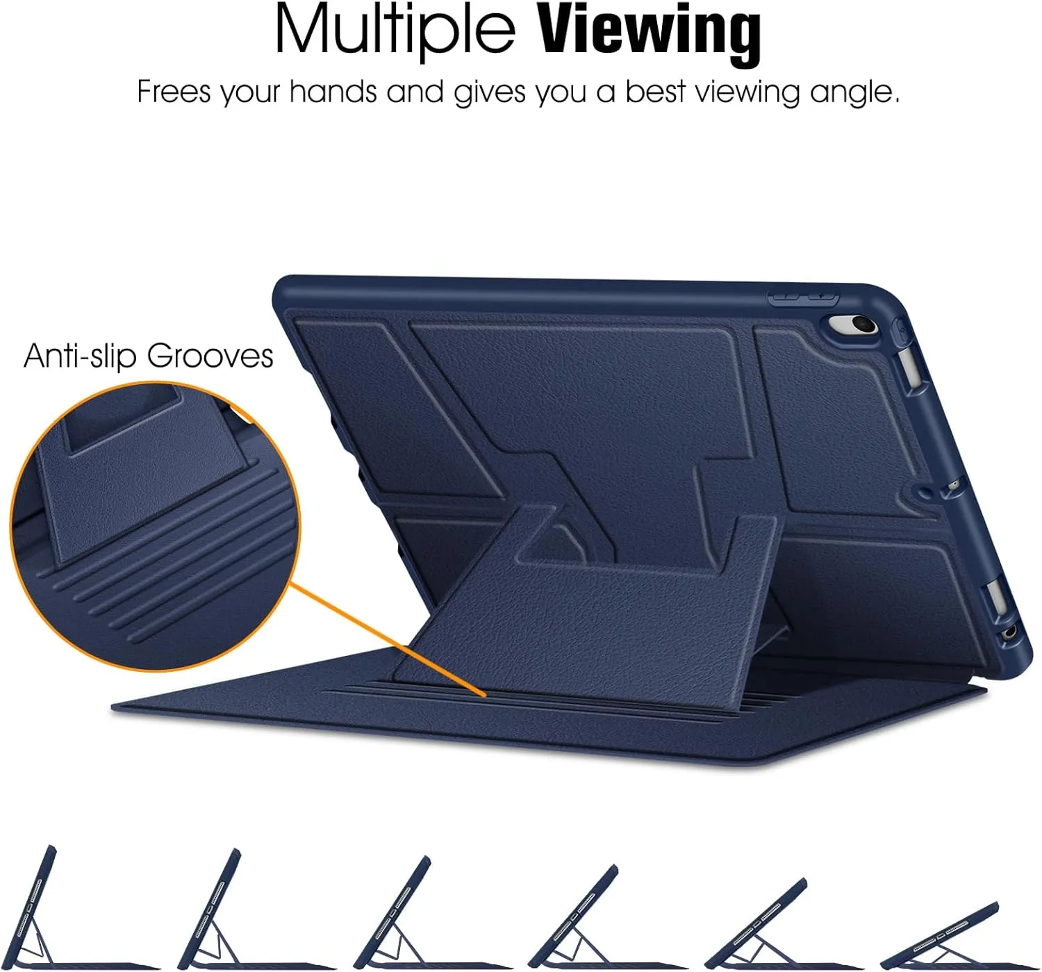 Fintie Magnetic Stand Case for iPad Air 10.5" (3rd Generation) 2019 / iPad Pro 10.5" 2017, Multi-Angle Viewing Rugged Soft TPU Back Cover with Pencil Holder, Auto Wake/Sleep (Navy)
