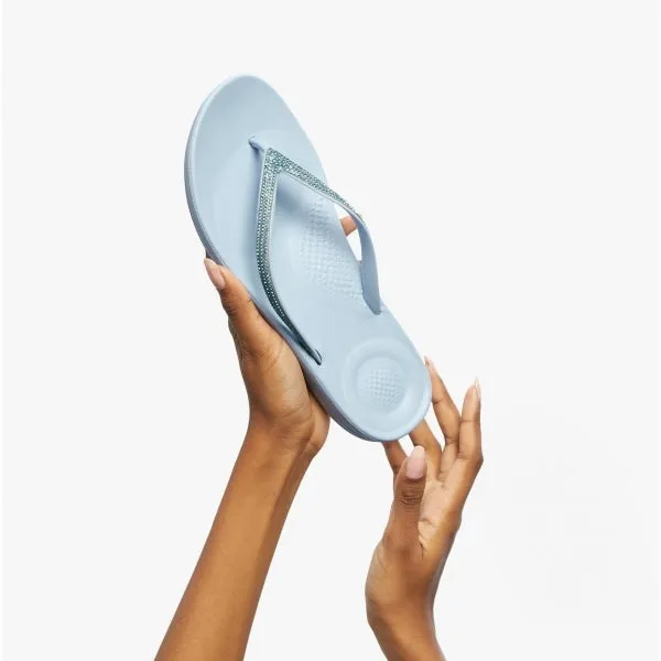 FitFlop iQUSHION SPARKLE Womens Flip-Flops Sky Blue