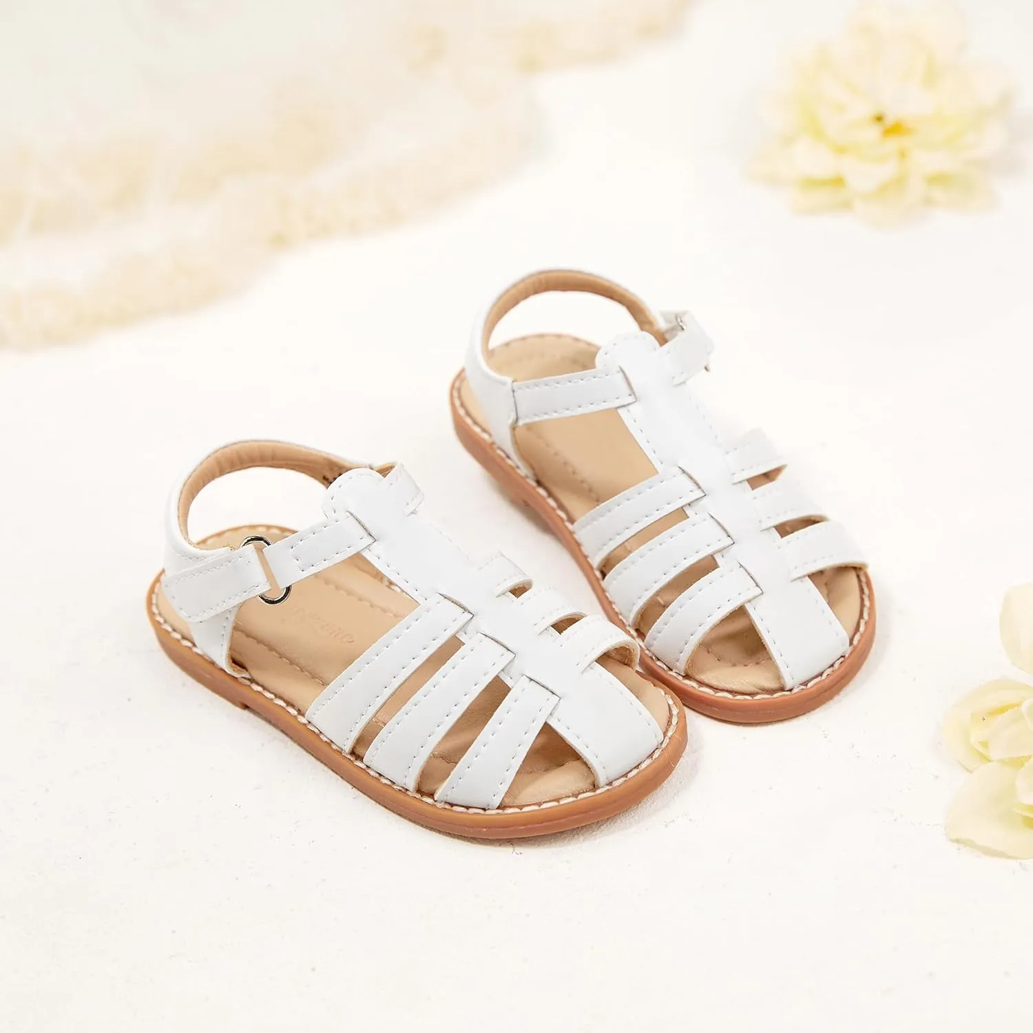 Flaryzone Toddler Little Girls Glitter Flower Open-Toe Flat Dress Sandals Summer Shoes