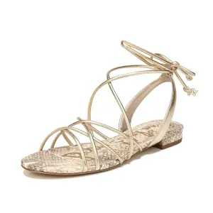 Flat Sandals Molten Up Sandals Lightweight Gold Lace Strappy Womens Tihana Worldwide coverage Edelman Sam