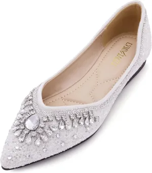 Flats Shoes Women Rhinestone Sequin Wedding Pointed Toe Dress Flat Shoes Comfortable Flats for Women Dressy
