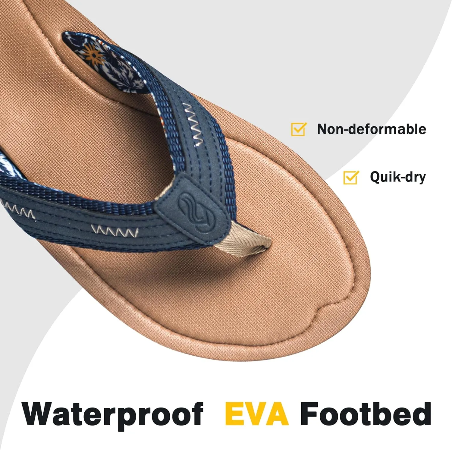 Flip Flops for Men with Arch Support - Waterproof Beach Sandals Non-Slip Hawaiian Print Sandals