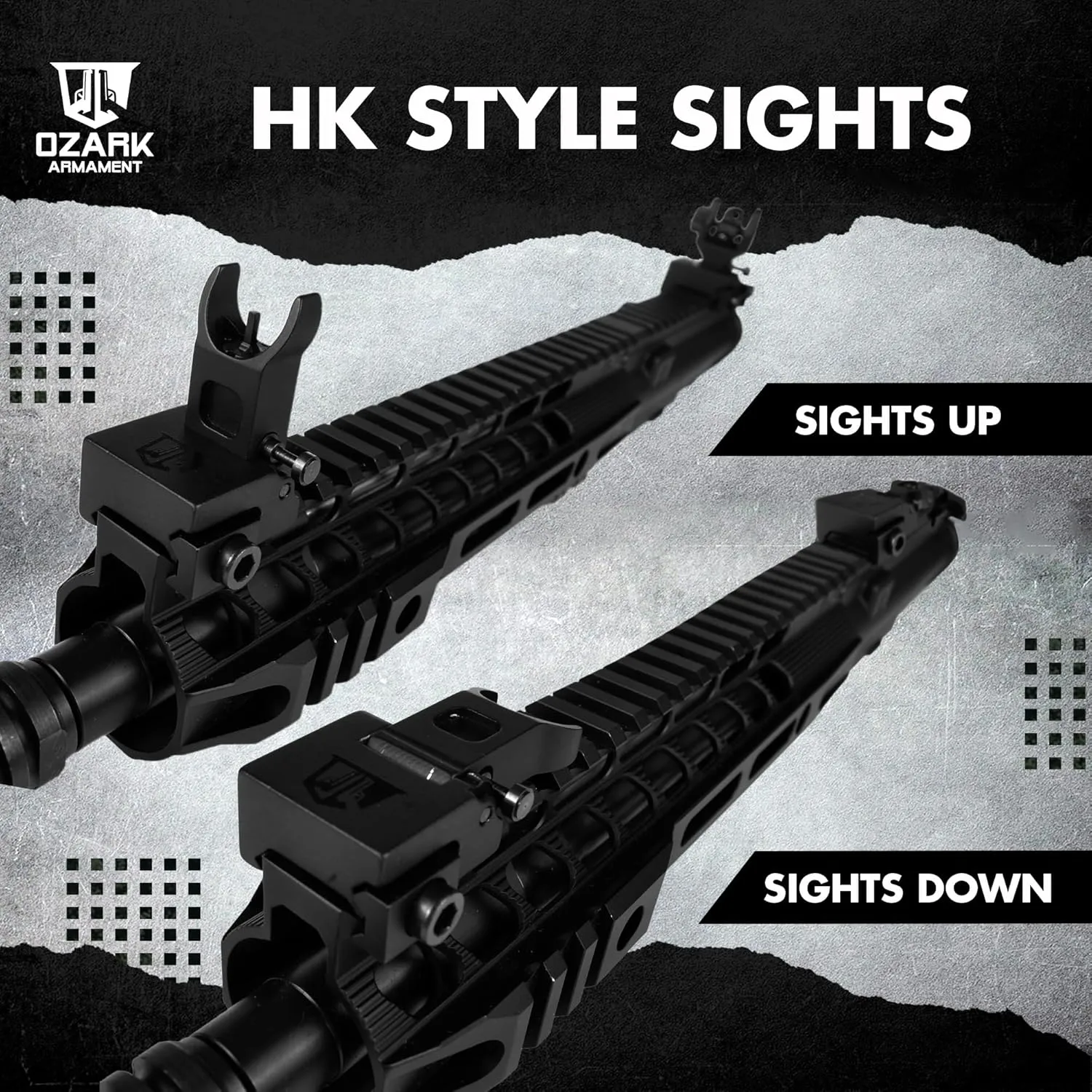 Flip Up Iron Sights - Rapid Transition Gun Sights - BUIS Flip Up Sights Rail Mount Rifle Iron Sights - Flip Up Back Up Iron Sights Front and Rear Flip Up Rifle Sights Set Pop Up Sights
