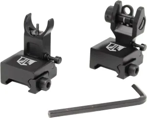 Flip Up Iron Sights - Rapid Transition Gun Sights - BUIS Flip Up Sights Rail Mount Rifle Iron Sights - Flip Up Back Up Iron Sights Front and Rear Flip Up Rifle Sights Set Pop Up Sights