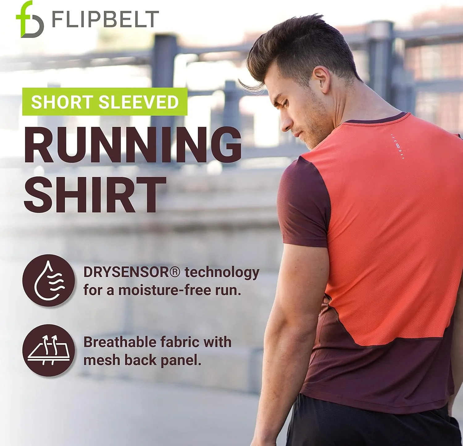 FlipBelt Athletic Running T-Shirt, Short Sleeve Gym and Workout Tops for Men, Quick Dry Active Wear, XS - XL